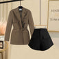 Women's Suit Belt Decorative Jacket Blazer Slim Shorts Two-piece Elegant Women's Pants Suit   Outfits