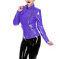 Glossy Leather Motorcycle Jacket for Women Long Sleeve Gothic Punk Style Coat