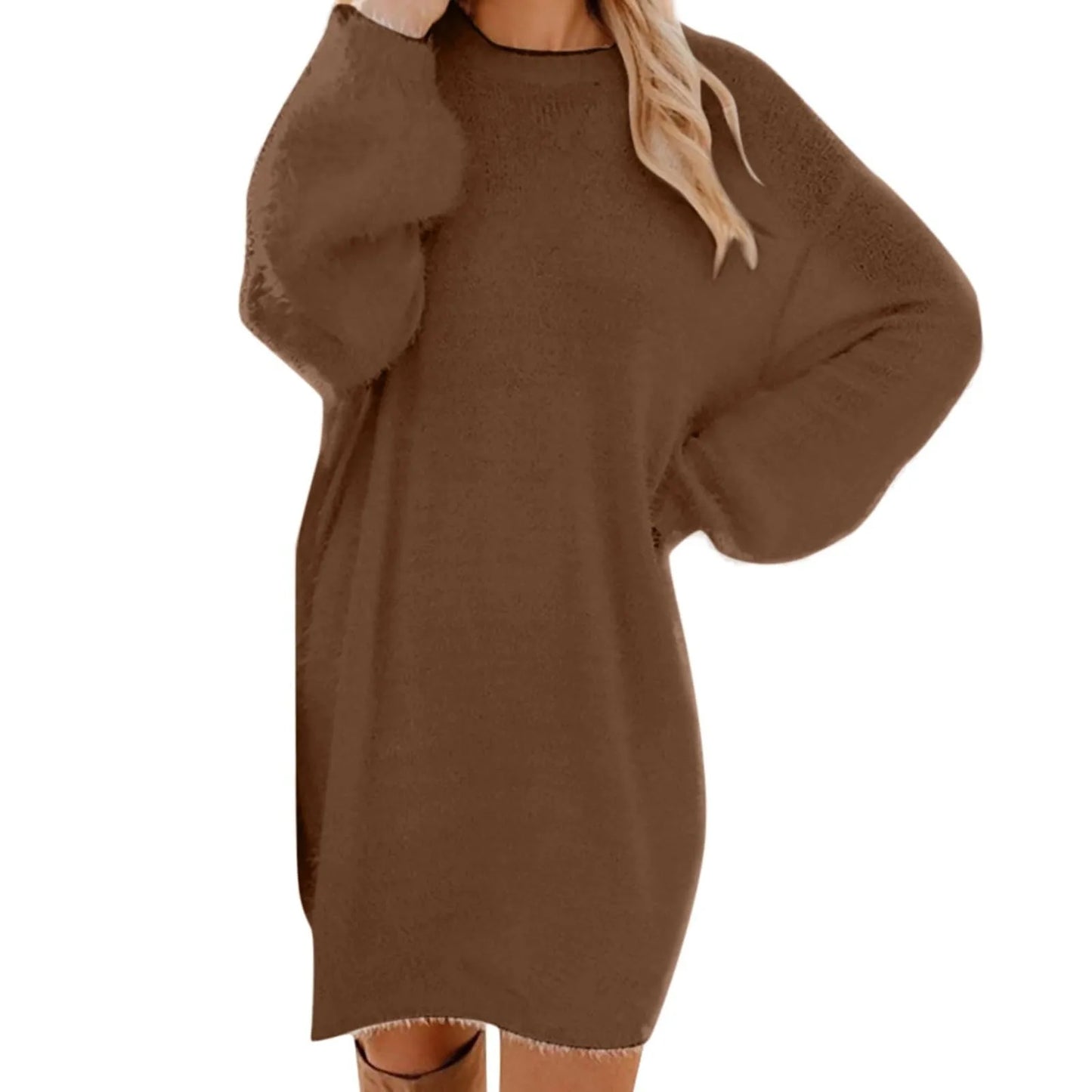 Winter Sweater Knit Crewneck Warm Long Sleeve Casual Sweatshirts Dress