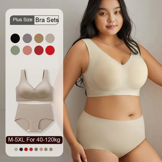 Plus Size Women Bra Sets Panties