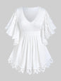 Women's Plus Size Flower Lace T-Shirt Curve Top