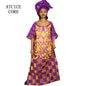 African Dresses For Women 3/4 Sleeve Plus Size Dress With Scarf