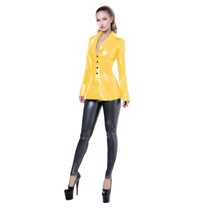 Shiny  Suit Jacket for Women, Long Sleeve, Turn Down Collar,  Sexy High Waisted Top, Clubwear