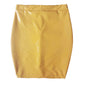 Women PU Leather Bodycon Skirt Gothic Black Wet Look Red Yellow Midi Skirt