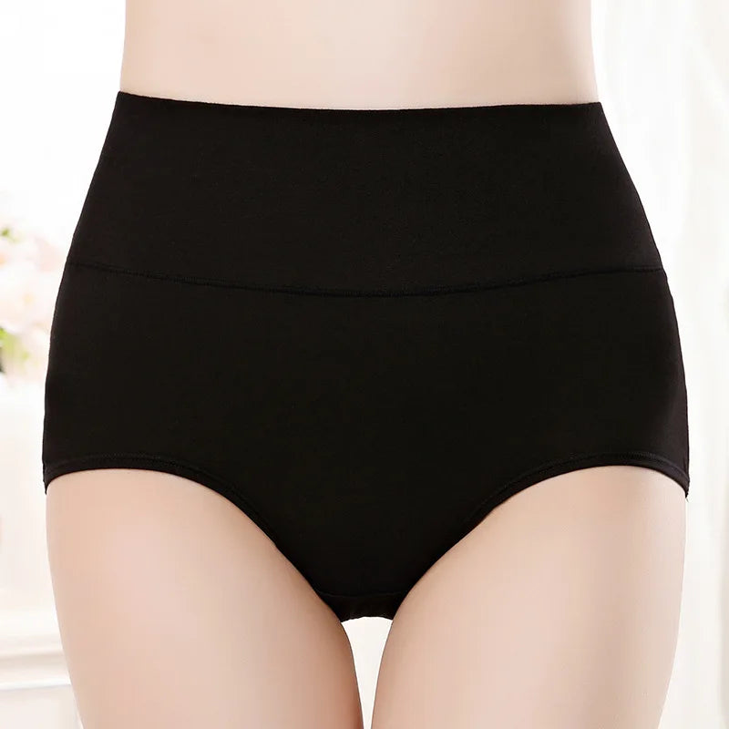Women High Waist Underwear Cotton Panties Body Slim Plus Size