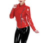 Glossy Leather Motorcycle Jacket for Women Long Sleeve Gothic Punk Style Coat