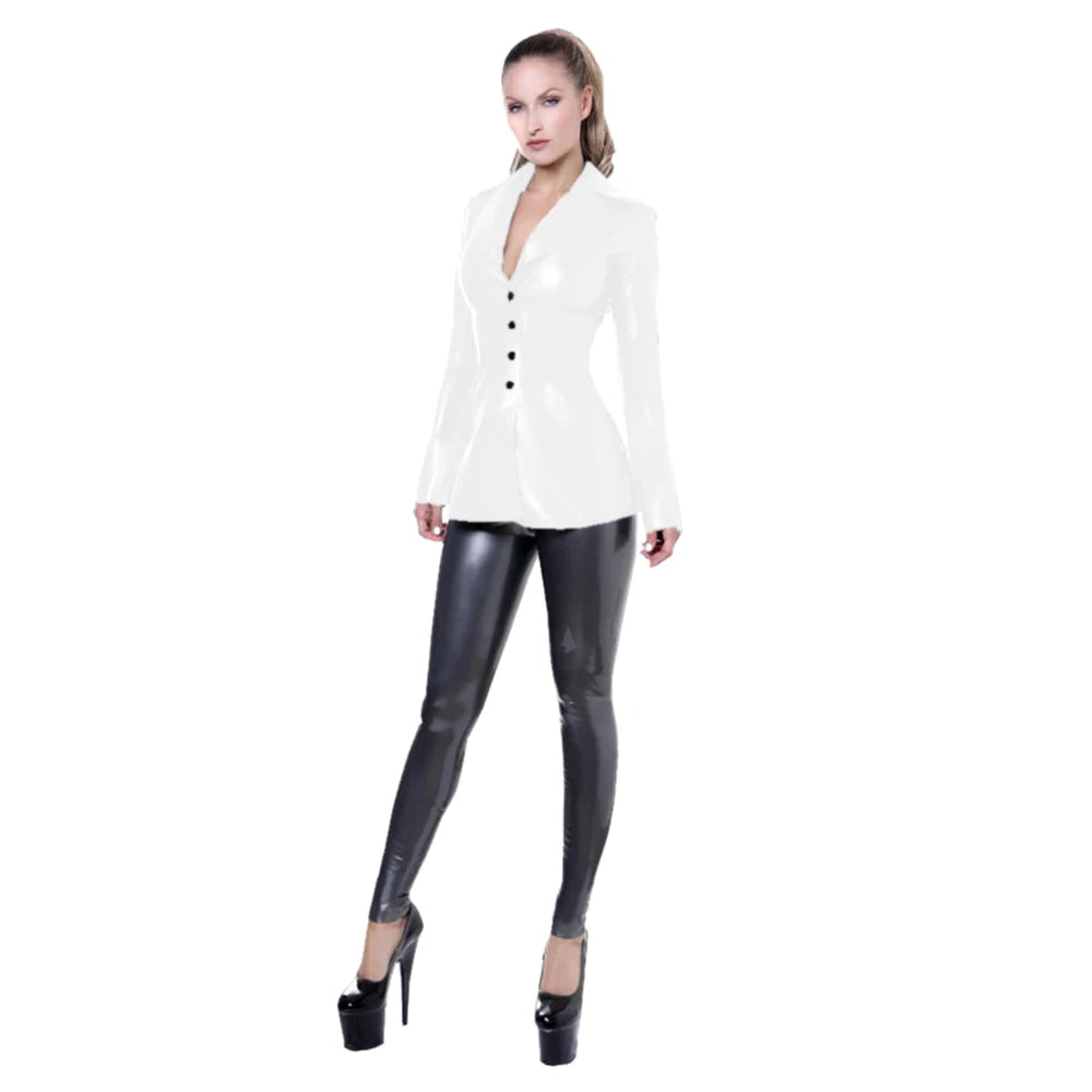 Shiny  Suit Jacket for Women, Long Sleeve, Turn Down Collar,  Sexy High Waisted Top, Clubwear