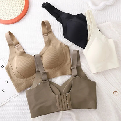 Push-Up Bras For Women Non-wire Under Bra Seamless  Plus Size V-neck Bra Top Lingerie Wide Straps Intimates M-4XL