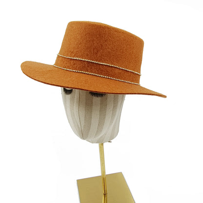 Zipper shallow  fedora hat  woolen hat ladies European punk chain novelty