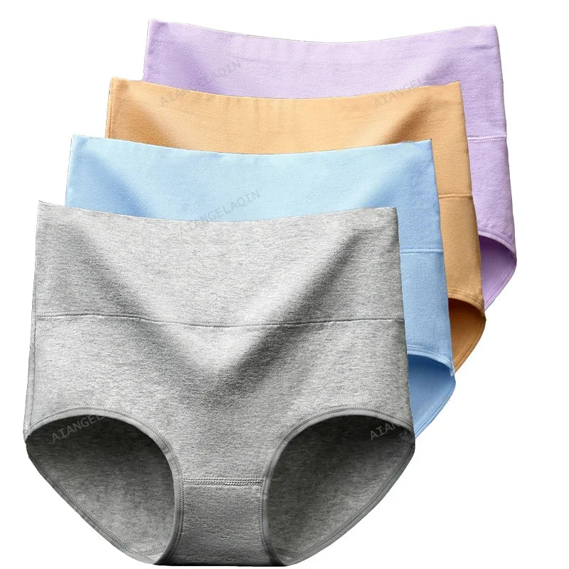 Women High Waist Underwear Cotton Panties Body Slim Plus Size