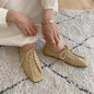 French Retro Pleated Cross Tie Flat Bottom Soft Leather Shoe  New Square Headed Strap Single Shoes