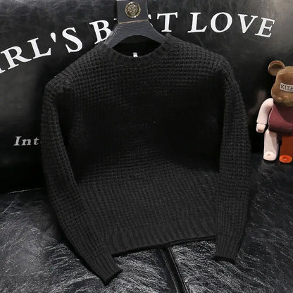 Men's Round Neck Solid Color Simplicity Sweaters Autumn Winter Male Clothes Casual All-match Long Sleeve Knitted Pullovers