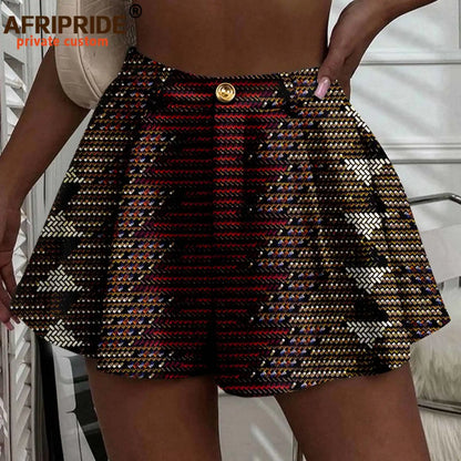 Women's Running Shorts Elastic High Waisted Shorts with Pockets  Short Pants African Ankara Print