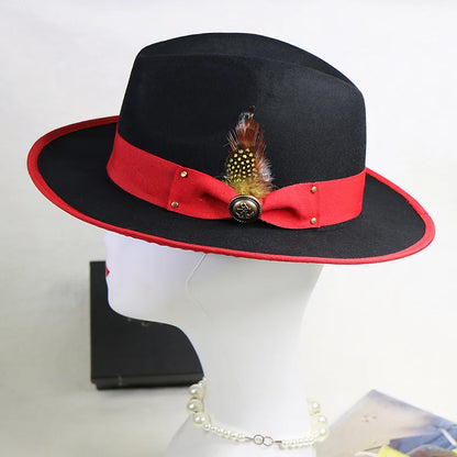 Zipper shallow  fedora hat  woolen hat ladies European punk chain novelty