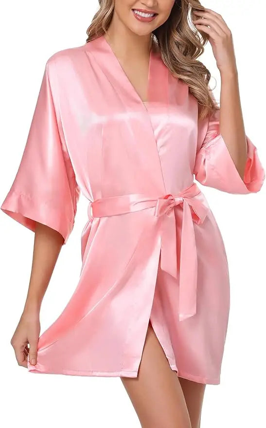 Nightgown Soft Bathrobe Short Women's Lounge Bride Bridesmaid Morning Gown  Wedding Party