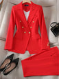 Elegant Office Ladies Two Piece Sets  Double Breasted