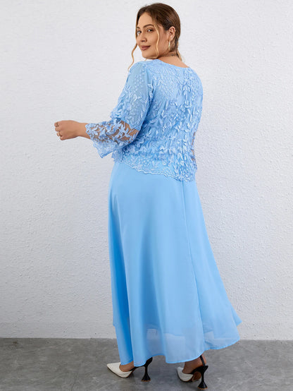 Plus Size Long Dresses Women Clothing Summer Embroidery Elegant Party Dress for Wedding Guest Church Dress
