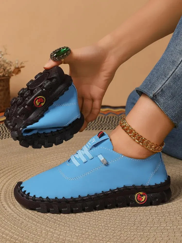Women Spring and Autumn Hand-stitched Single Shoes Large Size Casual Shoes