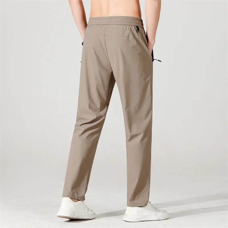 Ice Silk Men's trousers  black-and-gray thin style outdoor stretch breathable straight leg loos