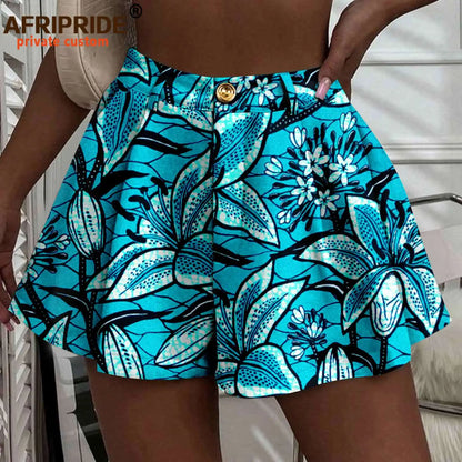 Women's Running Shorts Elastic High Waisted Shorts with Pockets  Short Pants African Ankara Print