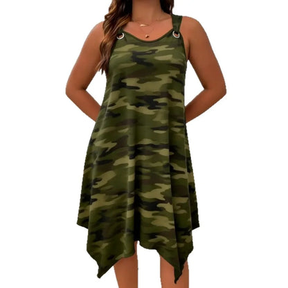 【New style】 - summer new style suspender dress fashionable  style camouflage simple design large size women's dress