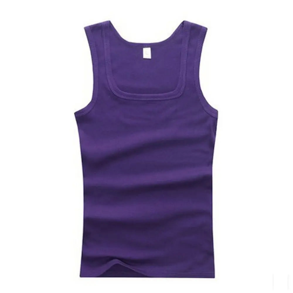 Male  Women Basic Elastic tank top Pure Cotton Sleeveless Men's t-shirt Bodybuilding T-shirt