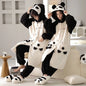 Coral Velvet Pajamas for Women Men Winter Thickened Plush Long Sleeve Hooded Bath Robe with Trousers