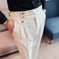 British Style Pants Men High Waist Belt Design