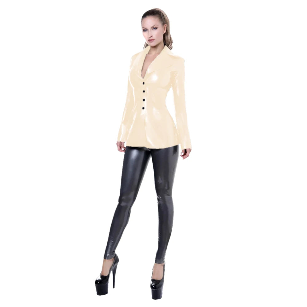 Shiny  Suit Jacket for Women, Long Sleeve, Turn Down Collar,  Sexy High Waisted Top, Clubwear