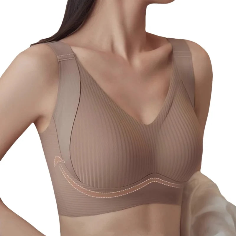 Push-Up Bras For Women Non-wire Under Bra Seamless  Plus Size V-neck Bra Top Lingerie Wide Straps Intimates M-4XL