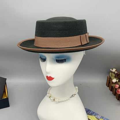Zipper shallow  fedora hat  woolen hat ladies European punk chain novelty