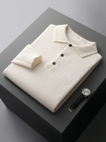 Men's  Casual Loose POLO Knitted Bottom Shirt Jacket Shirt
