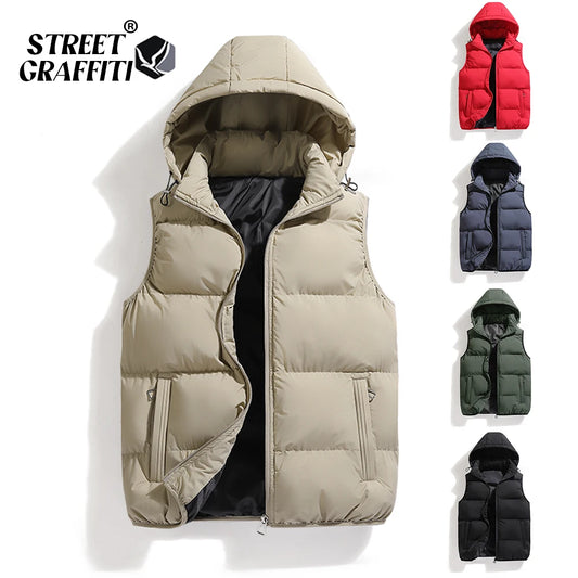 Men Solid  Down Hooded Vests