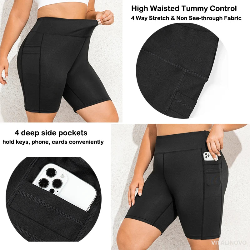 Plus Size Biker Shorts with Pockets
