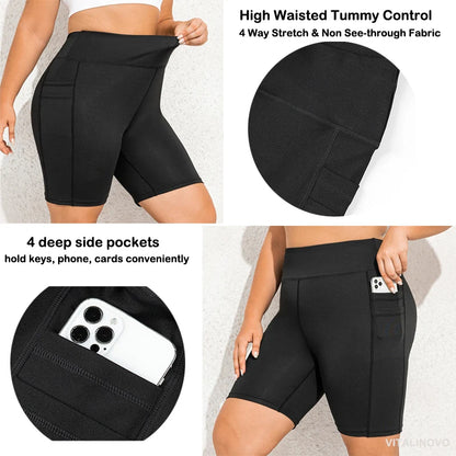 Plus Size Biker Shorts with Pockets