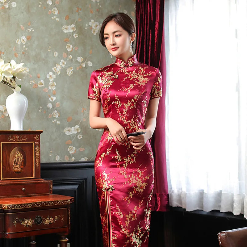Chinese Style Sexy Women Plus Size  Dress Dragon And Phoenix Long