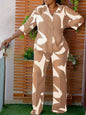 Women Plus Size Loose Half Sleeve Set Button Shirt