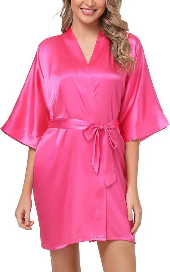 Nightgown Soft Bathrobe Short Women's Lounge Bride Bridesmaid Morning Gown  Wedding Party