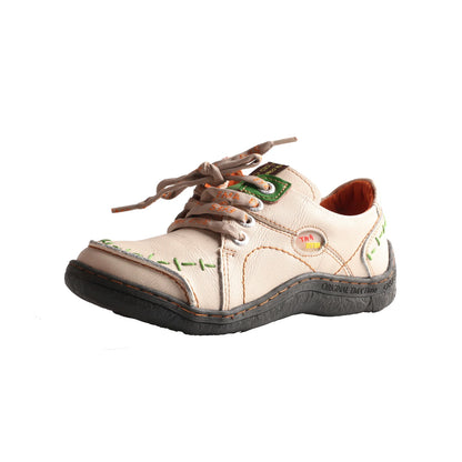 Women's Hand-Stitched Leather Sneakers Lightweight Flat Design Shoes Upper Leather Sole