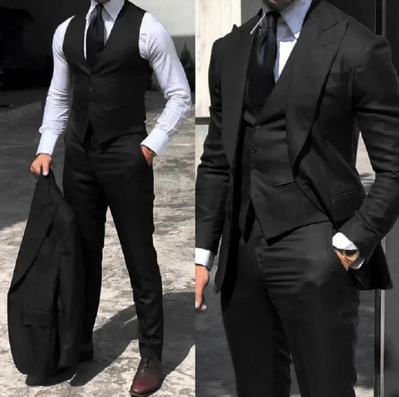 Burgundy Classic Men Suits 3 Pieces Suits Set