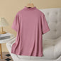 Temperament Half High Neck Solid Color Short Sleeve Tees Plus Size Women's Base T-shirt