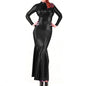 Shiny Metallic Party Evening Gown Dress High Neck Long Sleeve Mermaid Dress