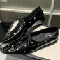 Women's cow leather lace-up slip-on ballerinas