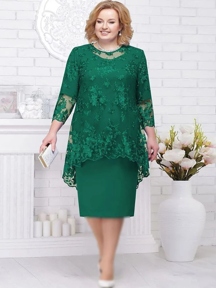 Formal Party Dresses for Ladies From 50 To 60 Years Embroidery Floral Luxury Wedding Guest Church Dresses
