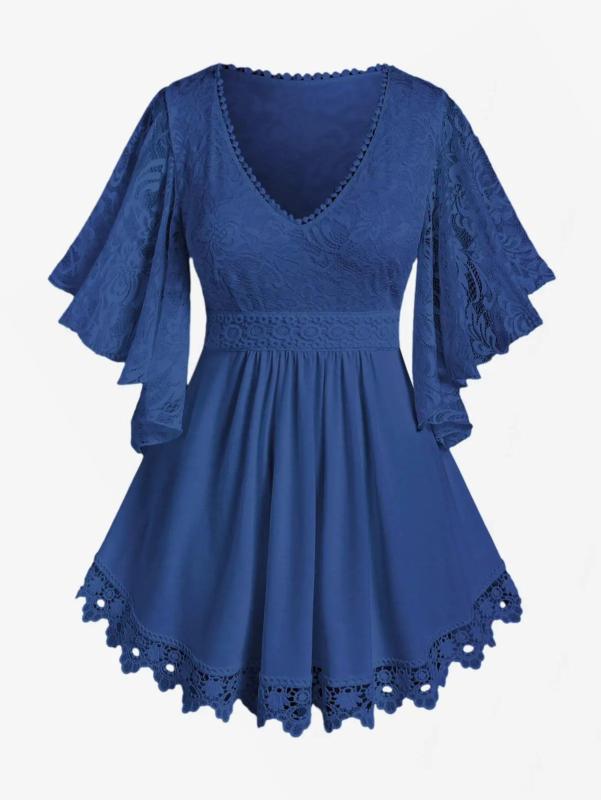 Women's Plus Size Flower Lace T-Shirt Curve Top