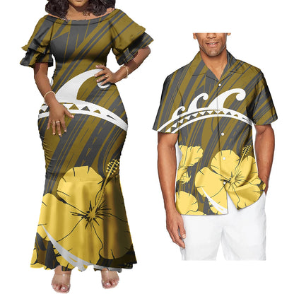 Print Plus Size Women's Dresses Formal Party Casual Dress Match Shirt Men
